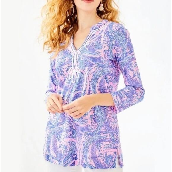 Lilly Pulitzer Tunic Blouses Size XS Lot of 2 Coastal Beachy Tropical - Picture 1 of 10